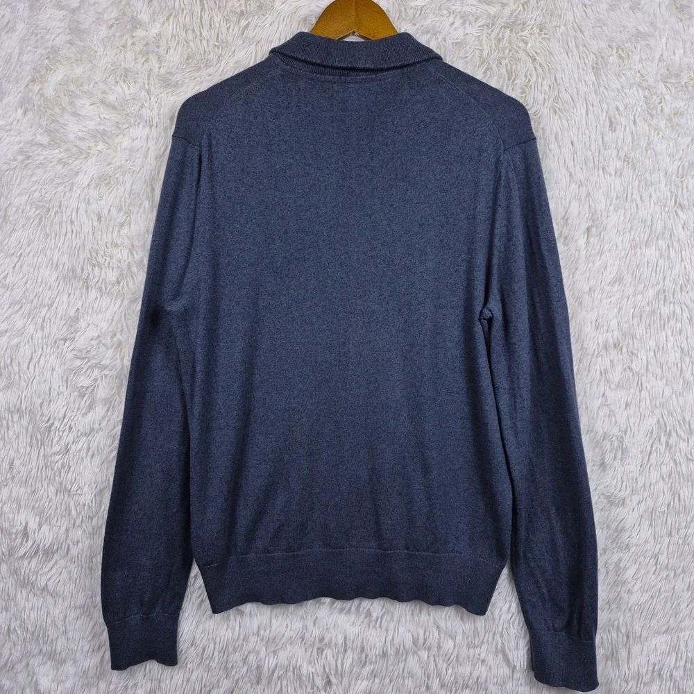 Banana Republic Mens Medium Blue Pima Cotton Cashmere Quarter Zip Sweater